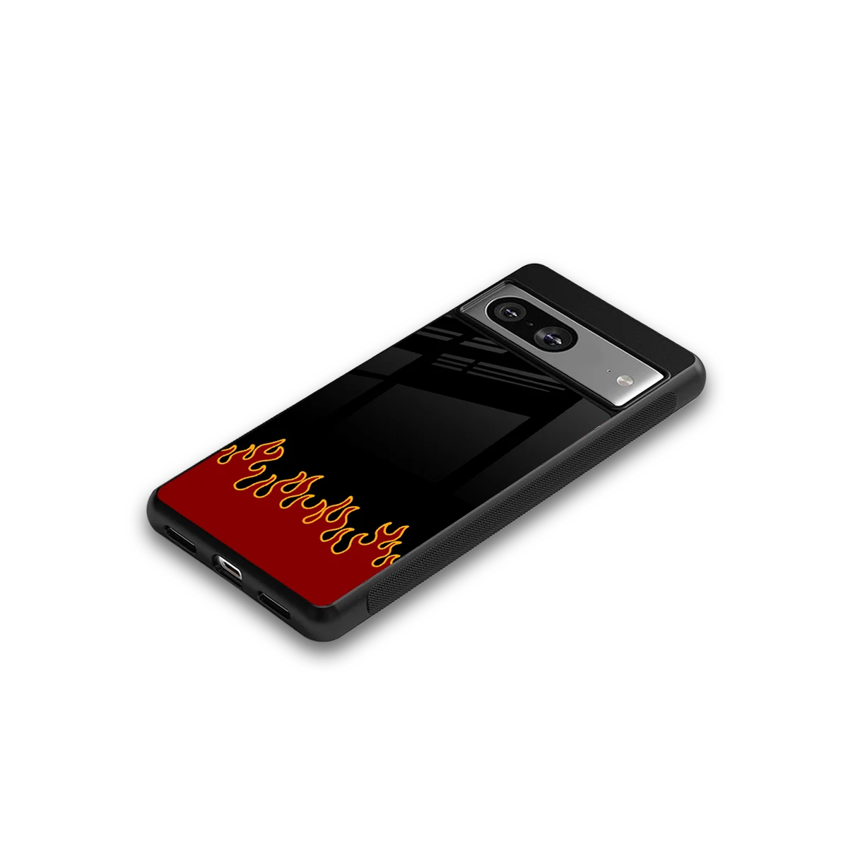 Retro Red Flames google pixel 8 mobile cover | shockproof glass phone case