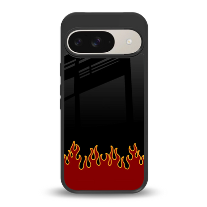 Retro Red Flames back phone cover | glass case for google pixel 9