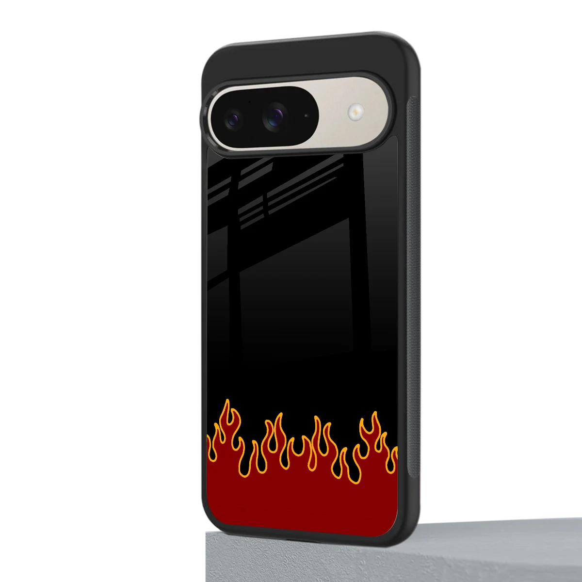 Retro Red Flames google pixel 9 mobile cover | shockproof glass phone case