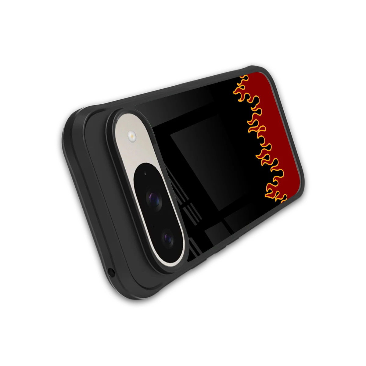 Retro Red Flames stylish phone case for google pixel 9 | glossy glass and slim fit