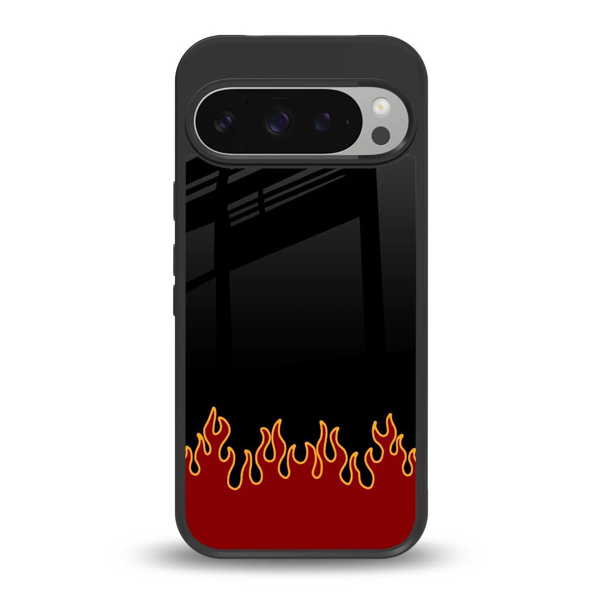 Retro Red Flames back phone cover | glass case for google pixel 9 pro