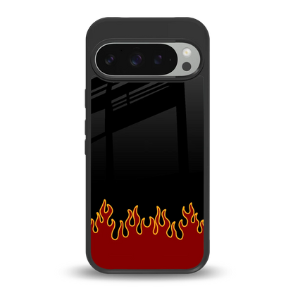 Retro Red Flames back phone cover | glass case for google pixel 9 pro