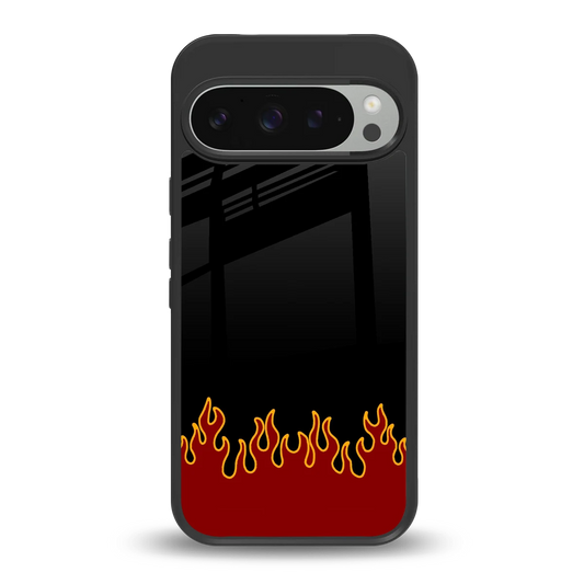 Retro Red Flames back phone cover | glass case for google pixel 9 pro