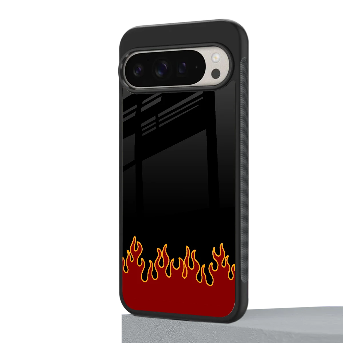 Retro Red Flames google pixel 9 pro mobile cover | shockproof glass phone case