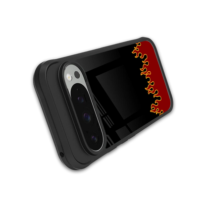 Retro Red Flames stylish phone case for google pixel 9 pro | glossy glass and slim fit