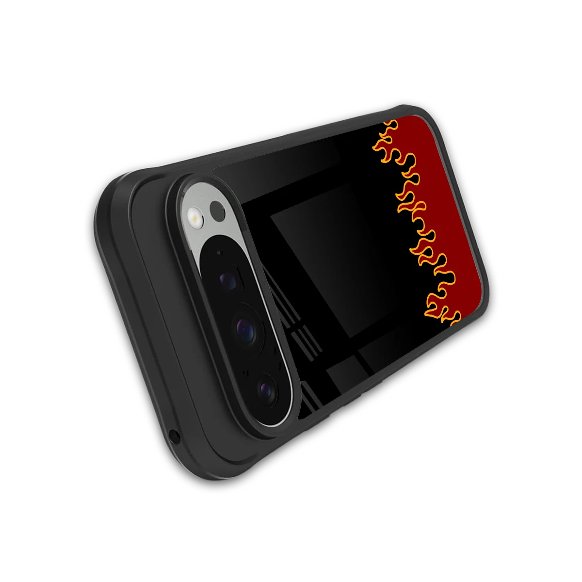 Retro Red Flames stylish phone case for google pixel 9 pro xl | glossy glass and slim fit