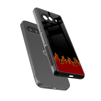 Retro Red Flames sleek google pixel 10a cover with tempered glass back and TPU edges