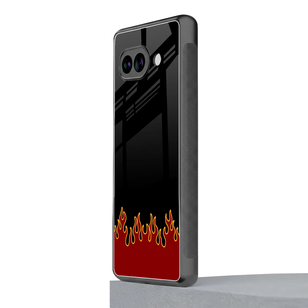 Retro Red Flames google pixel 10a mobile cover | shockproof glass phone case
