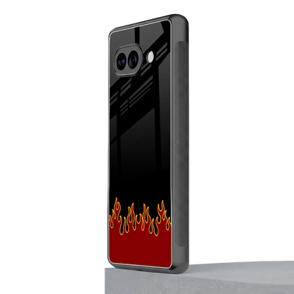 Retro Red Flames google pixel 10a mobile cover | shockproof glass phone case