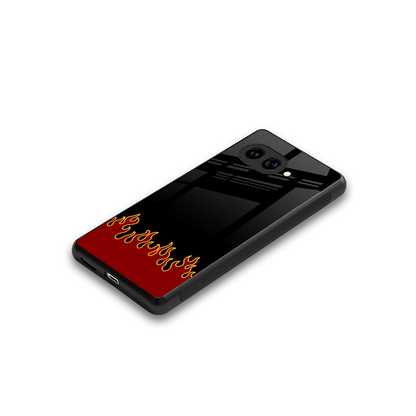 Retro Red Flames stylish phone case for google pixel 10a | glossy glass and slim fit