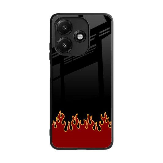 Retro Red Flames back phone cover | glass case for redmi 12 5g