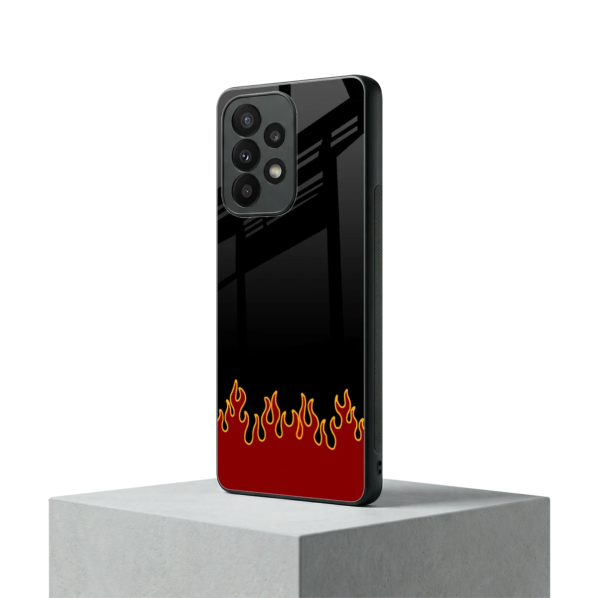 Retro Red Flames samsung galaxy a23 mobile cover | shockproof glass phone case