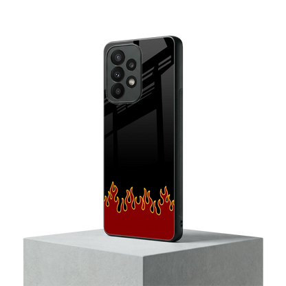 Retro Red Flames samsung galaxy a23 mobile cover | shockproof glass phone case