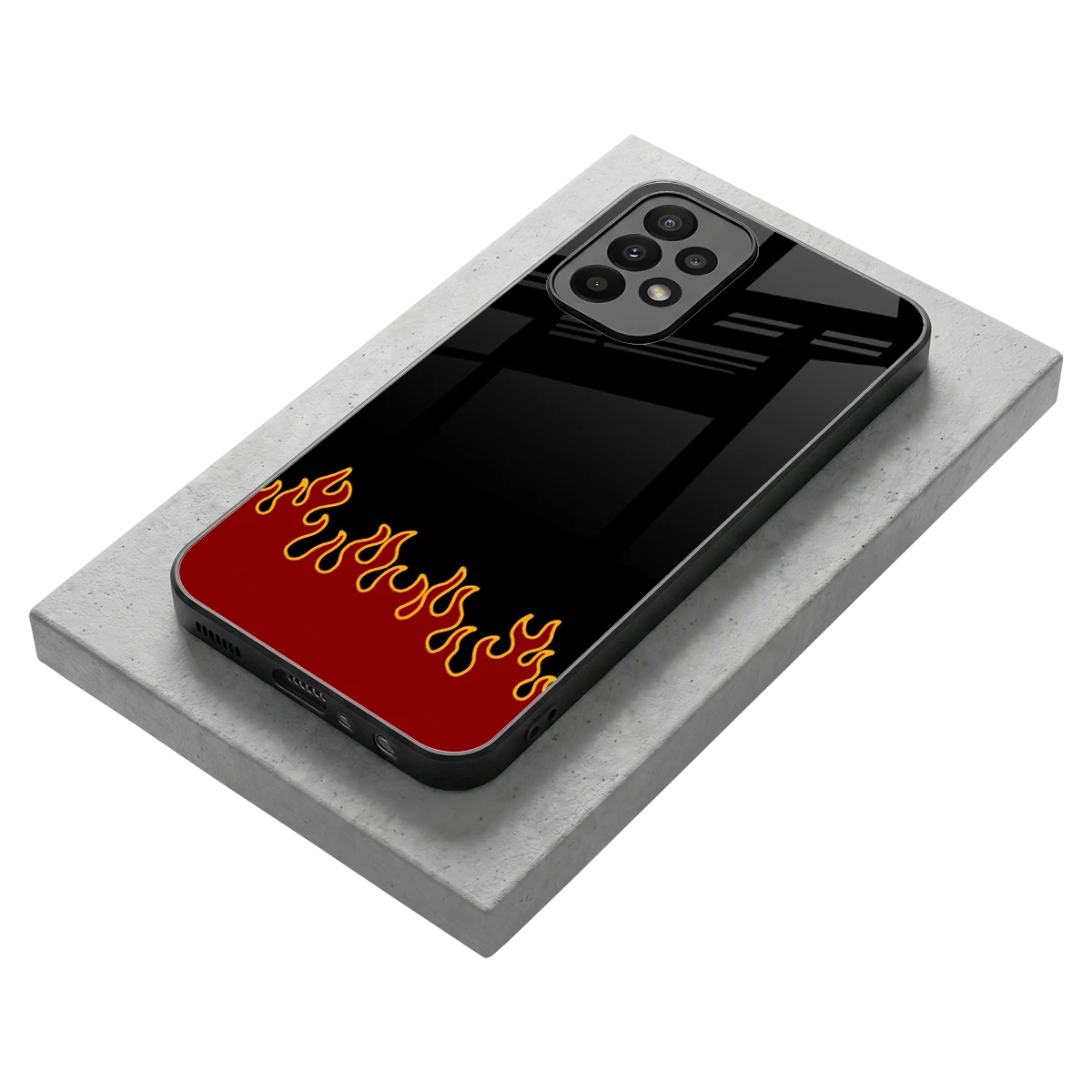 Retro Red Flames stylish phone case for samsung galaxy a23 | glossy glass and slim fit