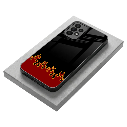 Retro Red Flames stylish phone case for samsung galaxy a23 | glossy glass and slim fit