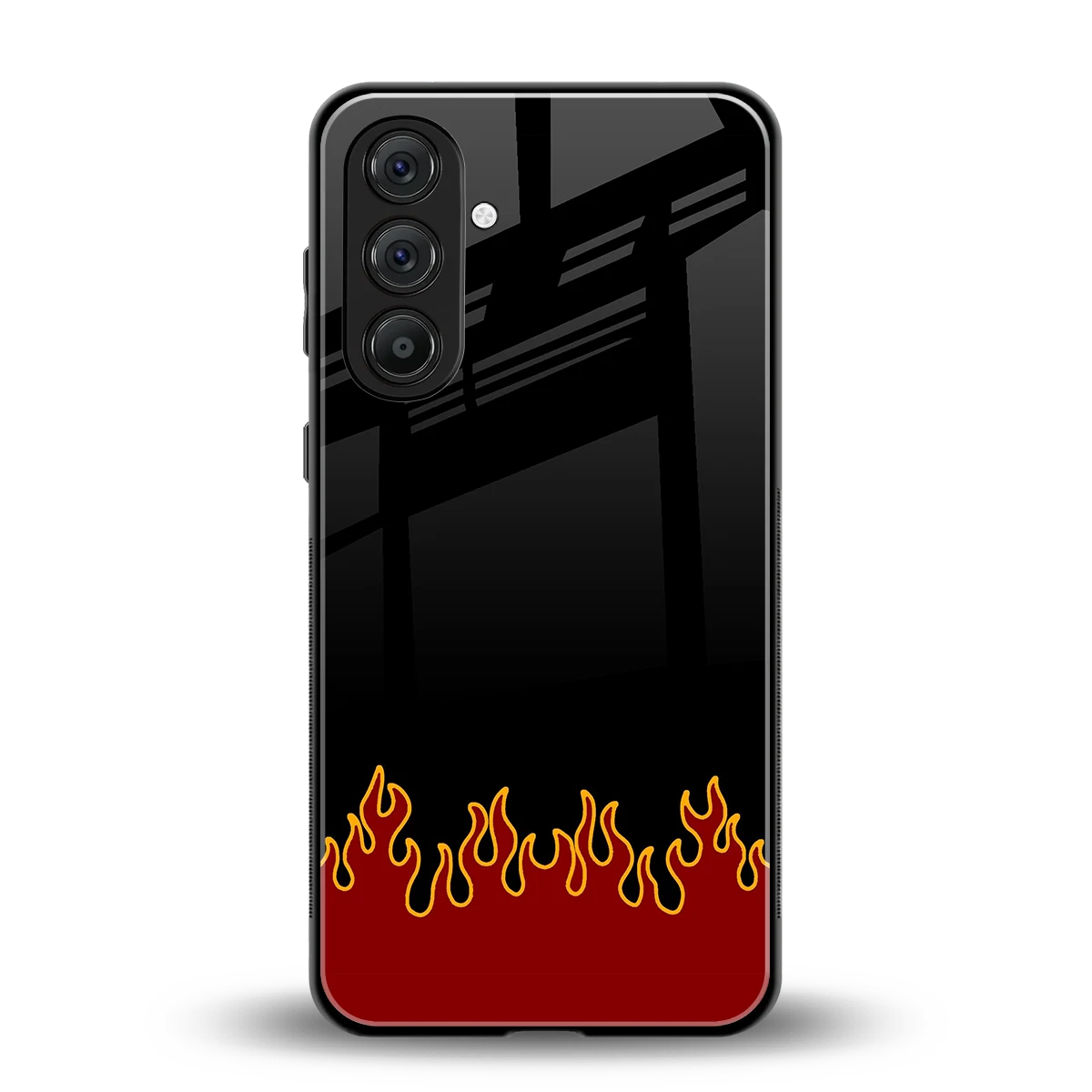 Retro Red Flames back phone cover | glass case for samsung galaxy a55 5g