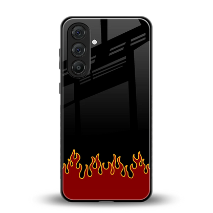 Retro Red Flames back phone cover | glass case for samsung galaxy a55 5g