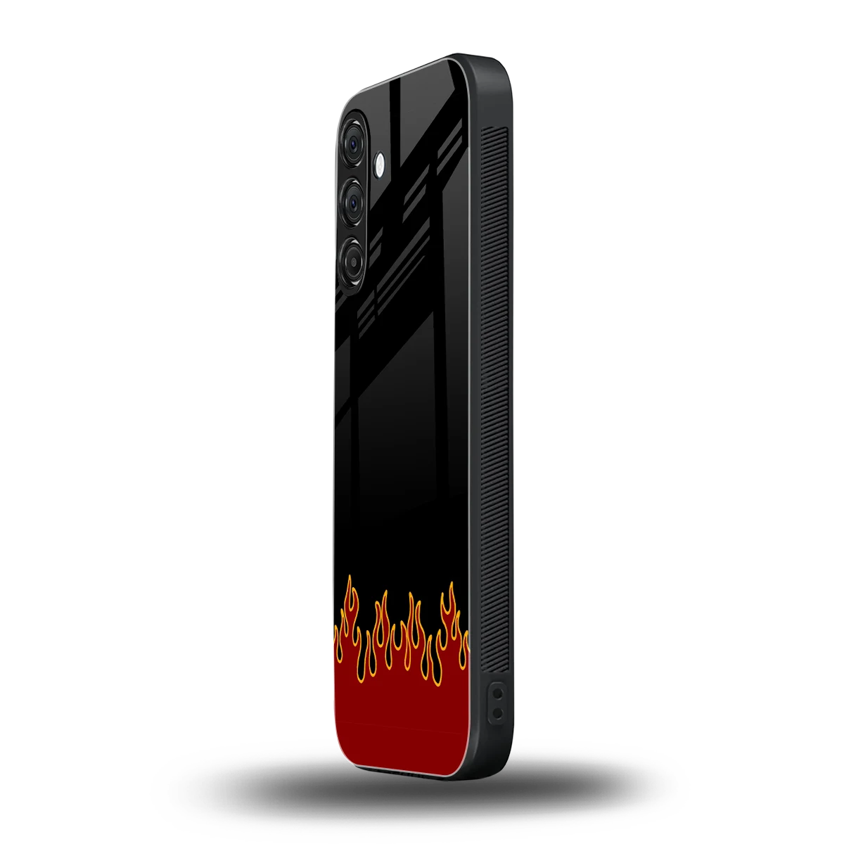 Retro Red Flames samsung galaxy a55 5g mobile cover | shockproof glass phone case