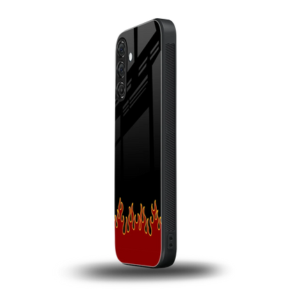 Retro Red Flames samsung galaxy a55 5g mobile cover | shockproof glass phone case