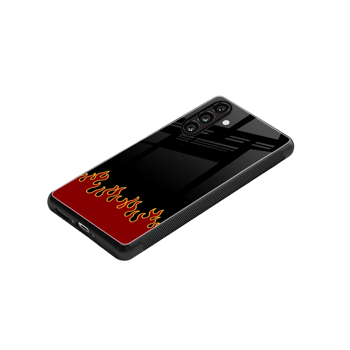 Retro Red Flames stylish phone case for samsung galaxy a55 5g | glossy glass and slim fit