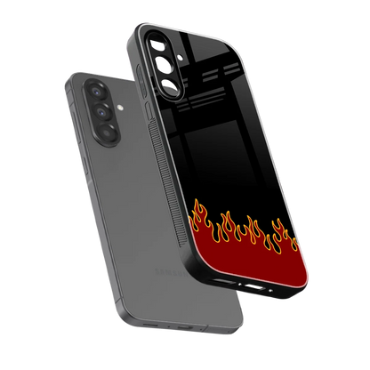 Retro Red Flames sleek samsung galaxy a36 5g cover with tempered glass back and TPU edges