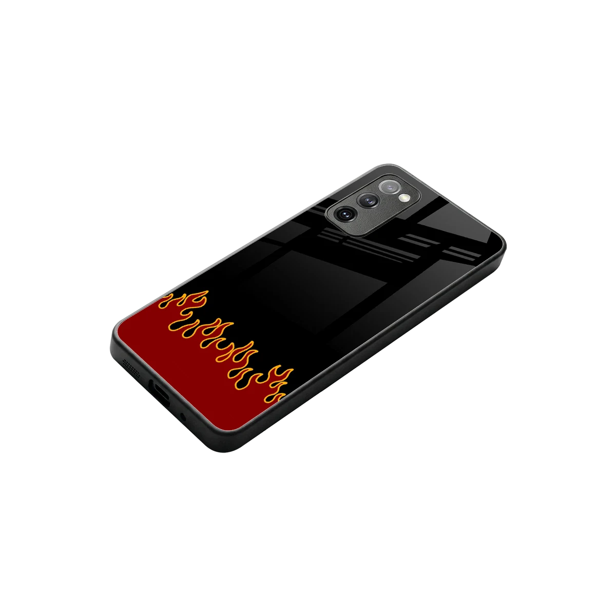 Retro Red Flames stylish phone case for samsung galaxy s20 fe | glossy glass and slim fit