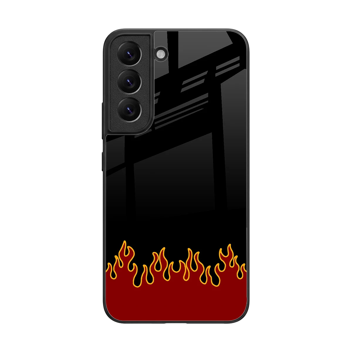 Retro Red Flames back phone cover | glass case for samsung galaxy s22