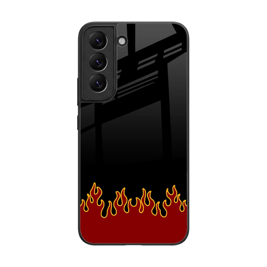 Retro Red Flames back phone cover | glass case for samsung galaxy s22