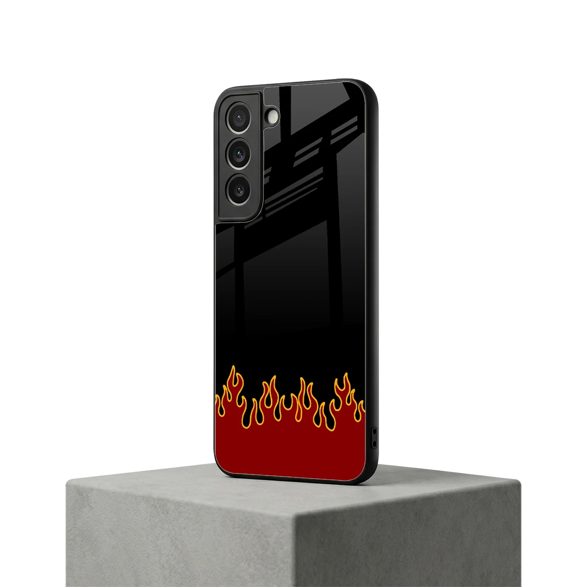 Retro Red Flames samsung galaxy s22 mobile cover | shockproof glass phone case