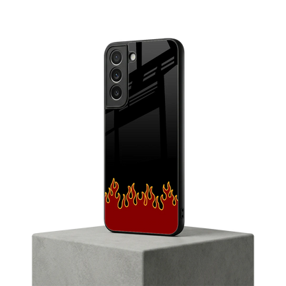 Retro Red Flames samsung galaxy s22 mobile cover | shockproof glass phone case