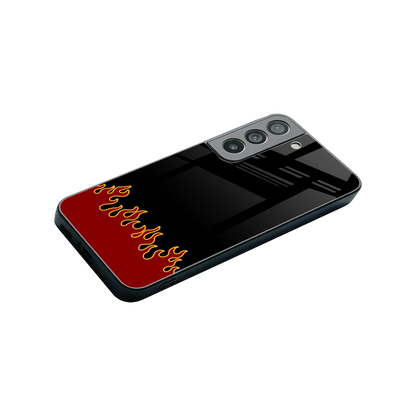 Retro Red Flames stylish phone case for samsung galaxy s22 | glossy glass and slim fit