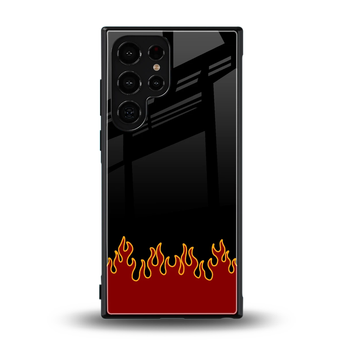 Retro Red Flames back phone cover | glass case for samsung galaxy s23 ultra