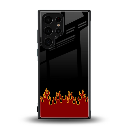 Retro Red Flames back phone cover | glass case for samsung galaxy s23 ultra
