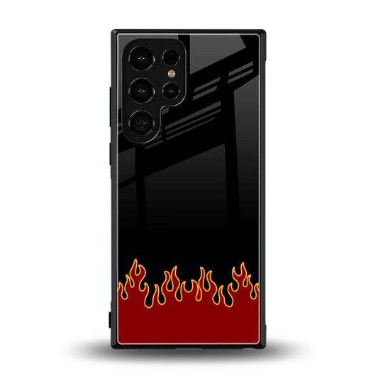Retro Red Flames back phone cover | glass case for samsung galaxy s24 ultra