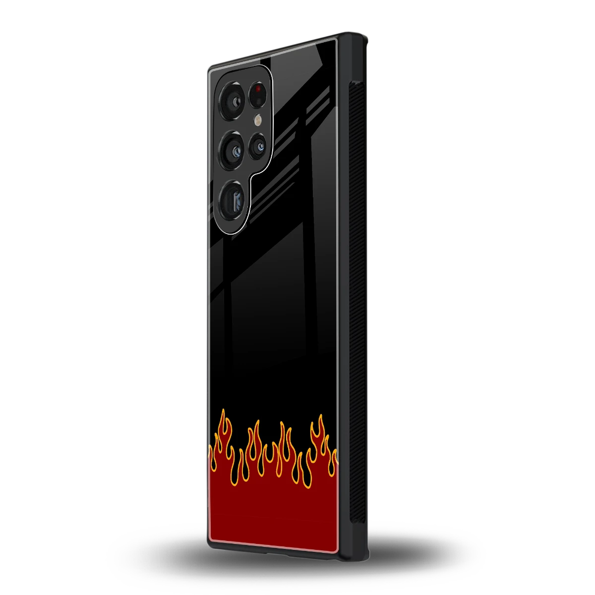 Retro Red Flames samsung galaxy s23 ultra mobile cover | shockproof glass phone case