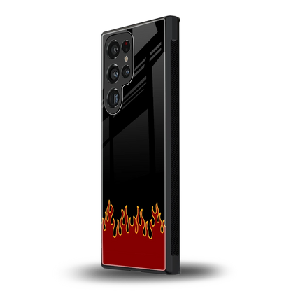 Retro Red Flames samsung galaxy s23 ultra mobile cover | shockproof glass phone case