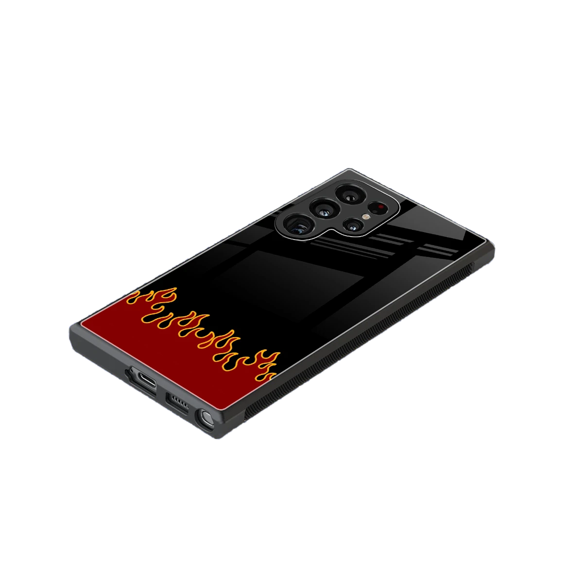 Retro Red Flames stylish phone case for samsung galaxy s23 ultra | glossy glass and slim fit