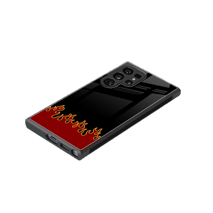 Retro Red Flames stylish phone case for samsung galaxy s24 ultra | glossy glass and slim fit