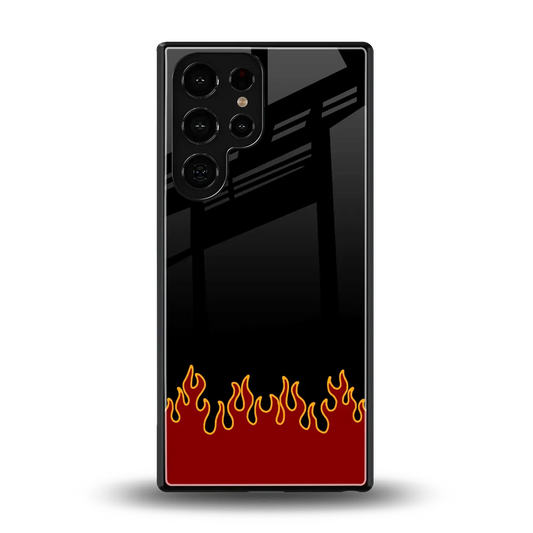 Retro Red Flames back phone cover | glass case for samsung galaxy s25 ultra