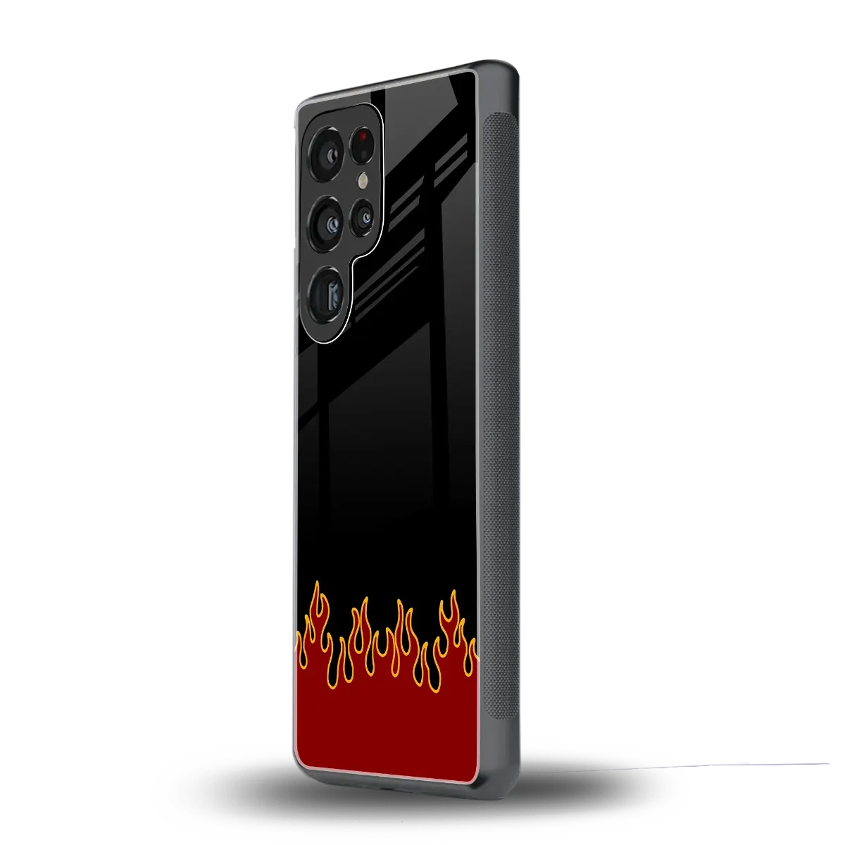 Retro Red Flames samsung galaxy s25 ultra mobile cover | shockproof glass phone case