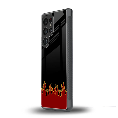 Retro Red Flames samsung galaxy s25 ultra mobile cover | shockproof glass phone case
