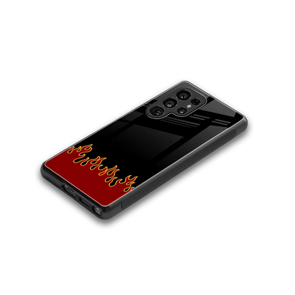 Retro Red Flames stylish phone case for samsung galaxy s25 ultra | glossy glass and slim fit