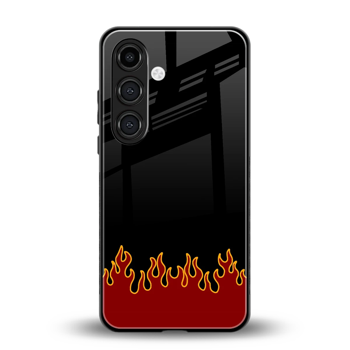Retro Red Flames back phone cover | glass case for samsung galaxy s25