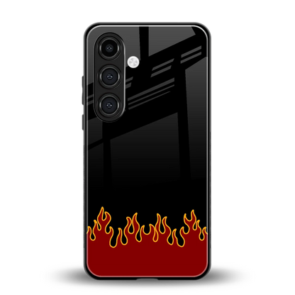 Retro Red Flames back phone cover | glass case for samsung galaxy s23 fe