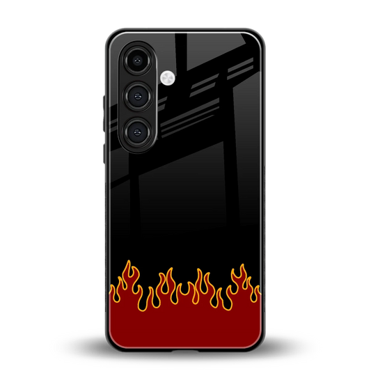 Retro Red Flames back phone cover | glass case for samsung galaxy s24