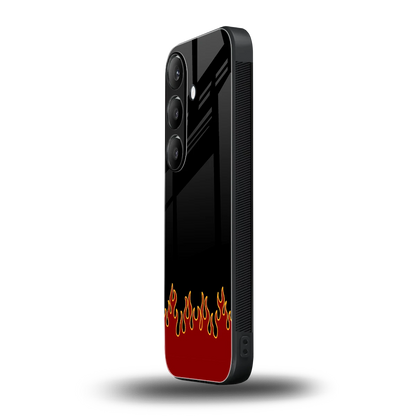Retro Red Flames samsung galaxy s24 mobile cover | shockproof glass phone case
