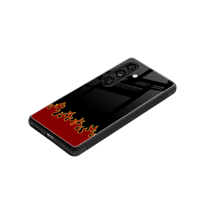 Retro Red Flames stylish phone case for samsung galaxy s24 | glossy glass and slim fit
