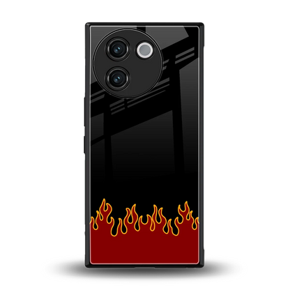 Retro Red Flames back phone cover | glass case for vivo v30e