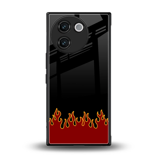 Retro Red Flames back phone cover | glass case for vivo v30e