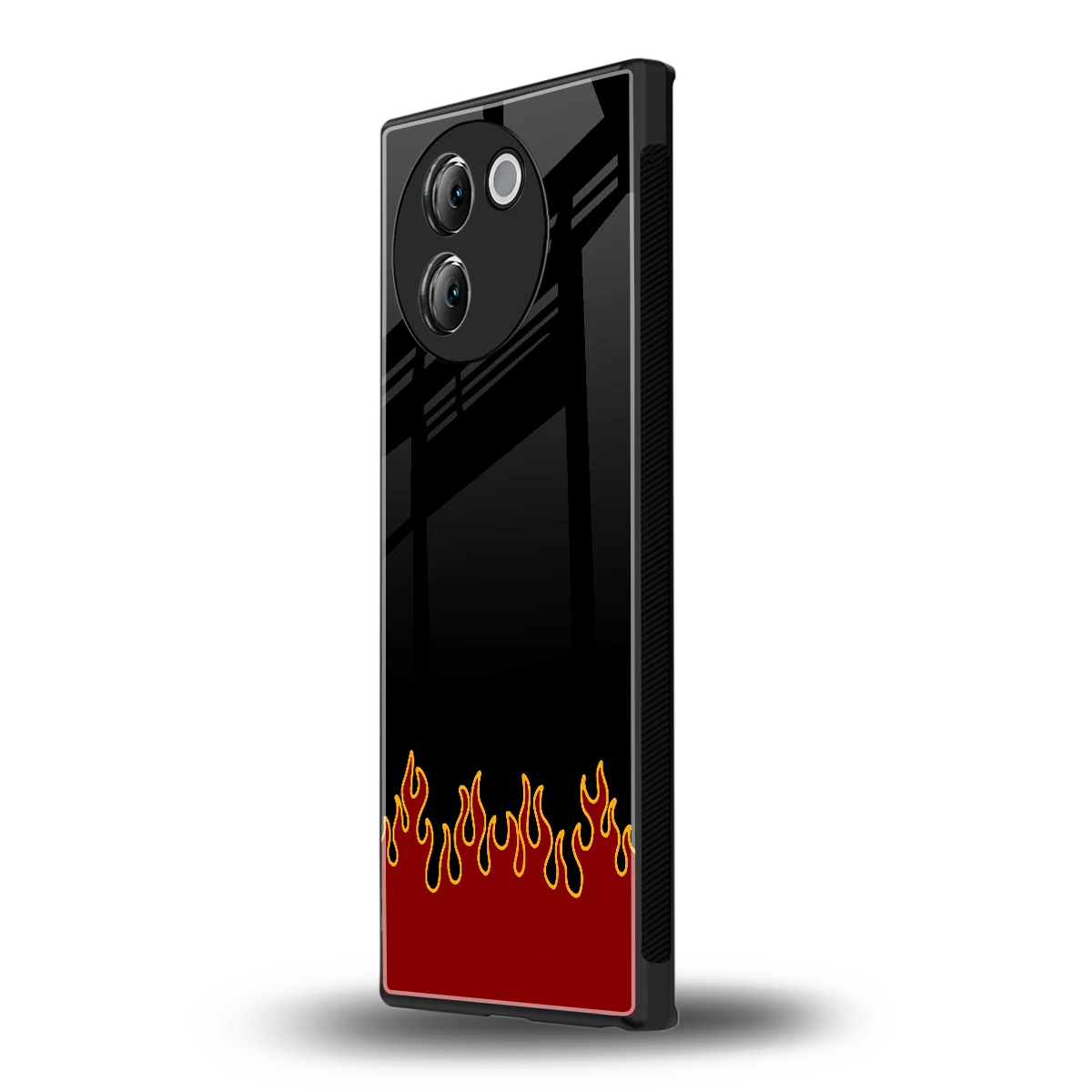 Retro Red Flames vivo v30e mobile cover | shockproof glass phone case
